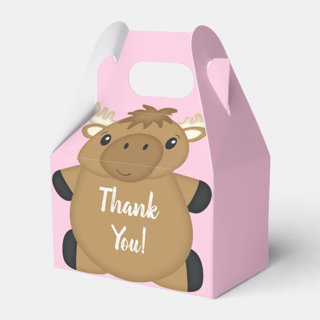 Caja Para Regalos Moose Baby Shower Pink (Front Side)
