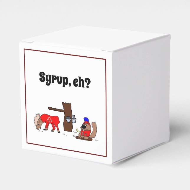 Caja Para Regalos Moose y castor canadiense graciosos con jarabe de  (Costado Anverso)