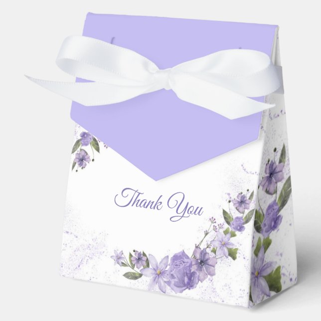 Caja Para Regalos Morado Floral (Anverso)