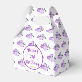 Caja Para Regalos Morado Floral 21º cumpleaños