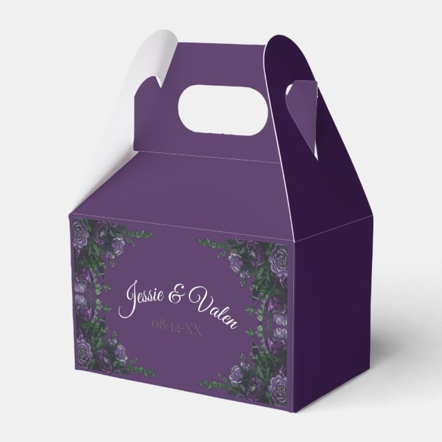 Caja Para Regalos Morado Floral Elegante Boda Gótica (Front Side)