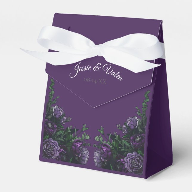 Caja Para Regalos Morado Floral Elegante Boda Gótica (Front Side)