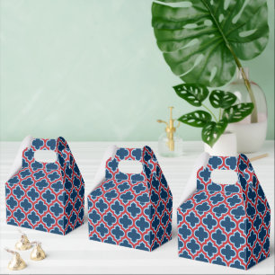Caja Para Regalos Mosaicos marroquíes azules y rojos, Entramado, Cua