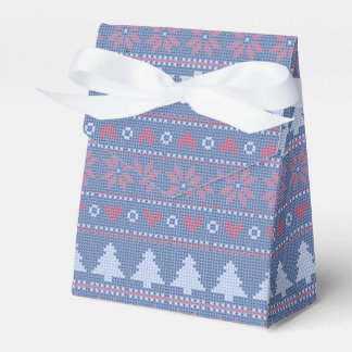 Caja Para Regalos Motif de tricot de Noël Bleu