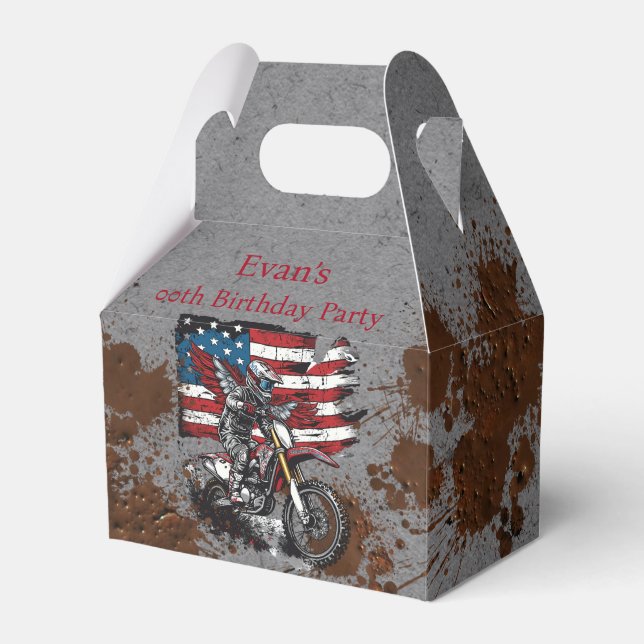 Caja Para Regalos Motocicleta Bandera de los Estados Unidos Fiesta d (Front Side)