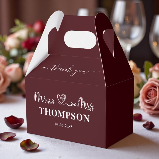 Caja Para Regalos Mr and Mrs Elegant Simple | Deep Burgundy (Subido por el creador)