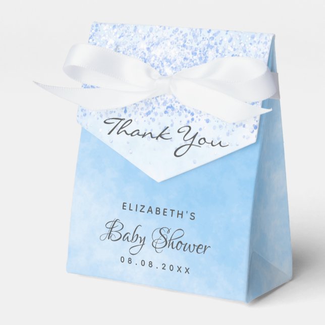 Caja Para Regalos Muchacho azul claro Baby Shower gracias (Front Side)