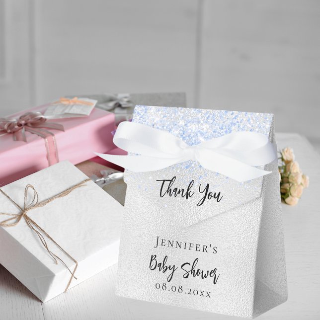 Caja Para Regalos Muchacho de Baby Shower azul plateado gracias (Subido por el creador)