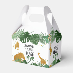 Caja Para Regalos Muchacho salvaje y cinco animales Safari prefieren
