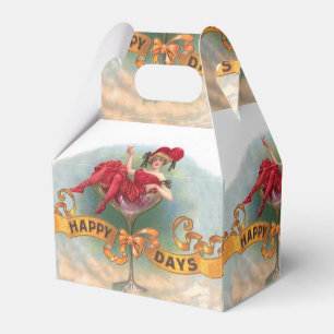 Caja Para Regalos Mujer Victoriana Feliz con Champán Rojo