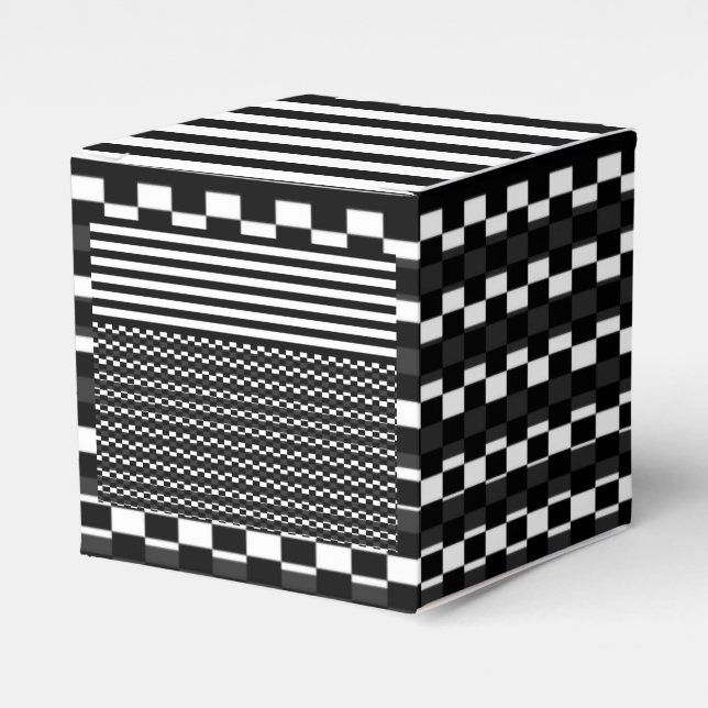 Caja Para Regalos Multipatrones en blanco y negro (Costado Anverso)