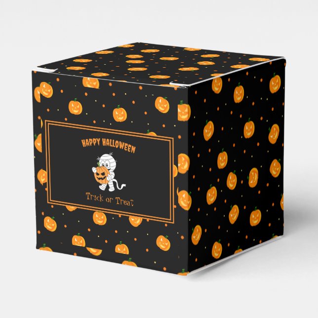 Caja Para Regalos Mummy lindo con el modelo de halloween de Jack-o'- (Costado Anverso)
