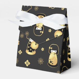 Caja Para Regalos Muñecas japonesas y flores del oro negro elegante