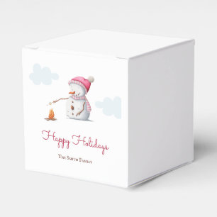 Caja Para Regalos Muñeco de nieve lindo asando malvaviscos Navidad