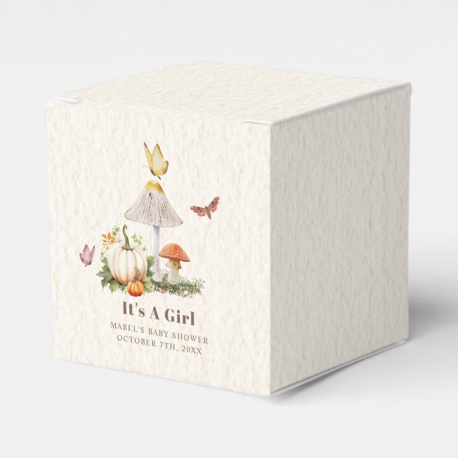 Caja Para Regalos Mushroom Pumpkin Butterfly Woodland Baby Shower (Costado Anverso)