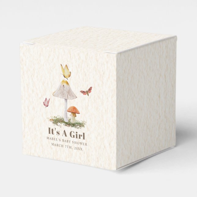 Caja Para Regalos Mushrooms Butterflies Woodland Chica Baby Shower