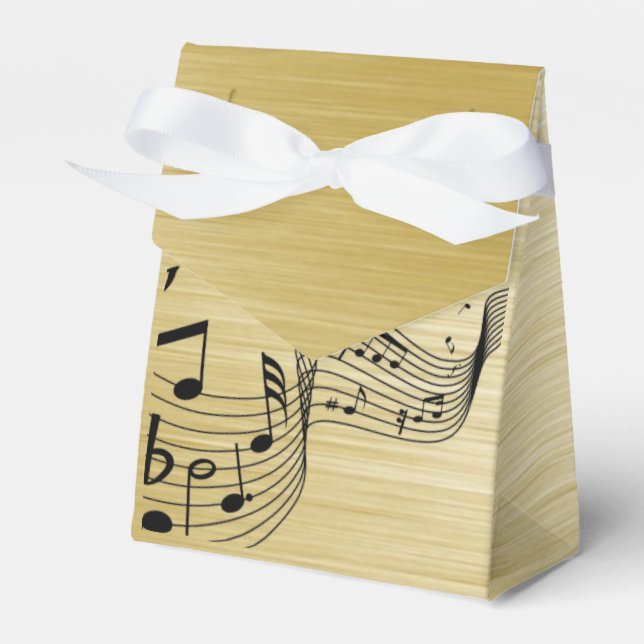 Caja Para Regalos Music Notes Brushed Gold  (Front Side)