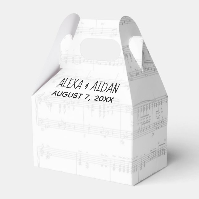 Caja Para Regalos Música de hoja boda con texto (Front Side)