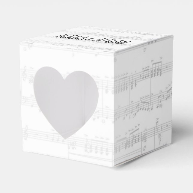 Caja Para Regalos Música de hoja boda con texto (Anverso)