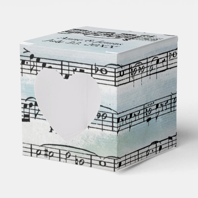 Caja Para Regalos Música de hoja de boda en acuarela (Anverso)