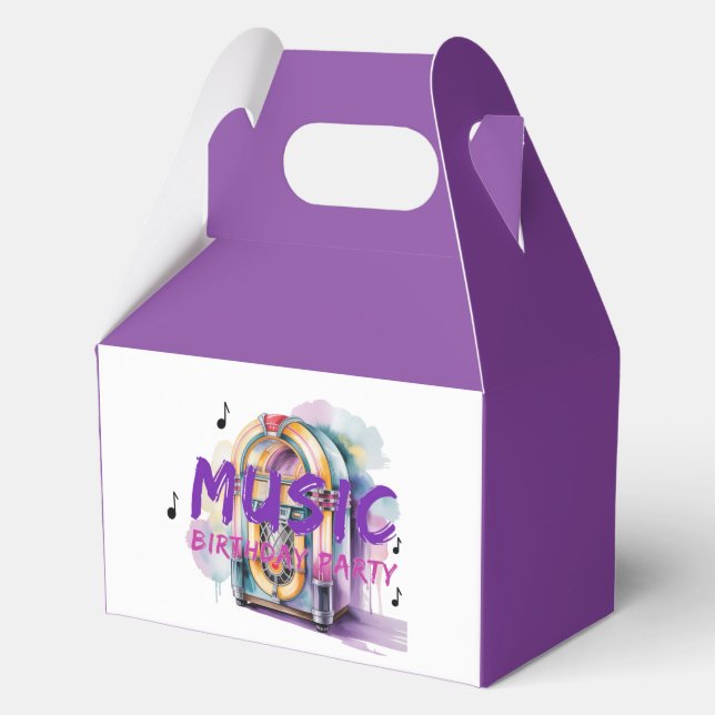 Caja Para Regalos Música de Jukebox Retro Cumpleaños Bienvenida  (Reverso )