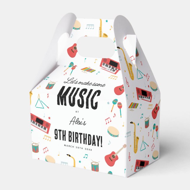 Caja Para Regalos Musical Instruments Music Theme Birthday Party (Front Side)