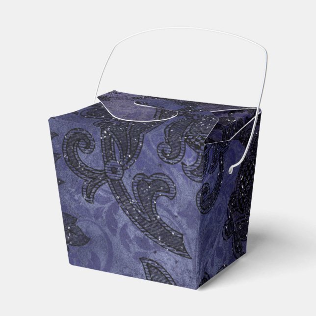 Caja Para Regalos Mystic Midnight Sky morado y negro Damasco (Front Side)
