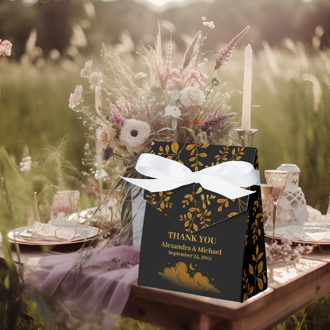 Caja Para Regalos Mystical Black Gold Clouds Moon Boda (Subido por el creador)