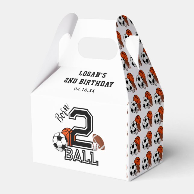 Caja Para Regalos Nacido 2 Ball Sports Theme Boy, segundo Fiesta de  (Front Side)