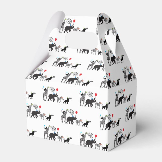Caja Para Regalos Nacimiento animal de Fiesta salvaje blanco negro (Front Side)