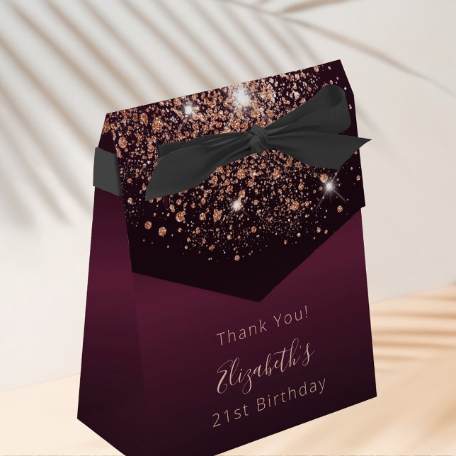 Caja Para Regalos Nacimiento burgundy rosa nombre oro gracias (Subido por el creador)