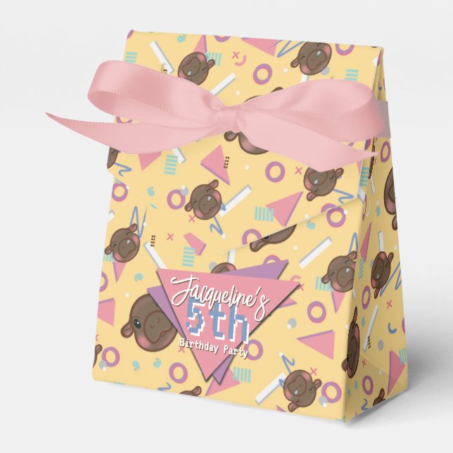 Caja Para Regalos Nacimiento de Hippo bebé amarillo de Retro 80 (Front Side)