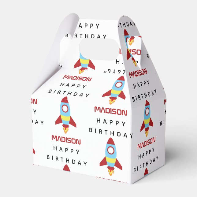 Caja Para Regalos Nacimiento de la nave espacial Rocket Lanzando Nom (Front Side)