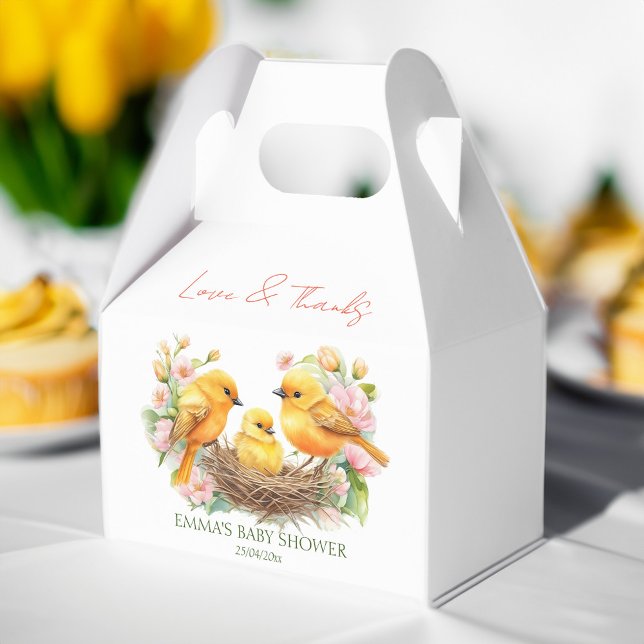 Caja Para Regalos Nacimiento de naves pronto la ducha de bebé primav (Little birdie hatching soon spring baby shower favor box personalized favor boxes baby shower favors)