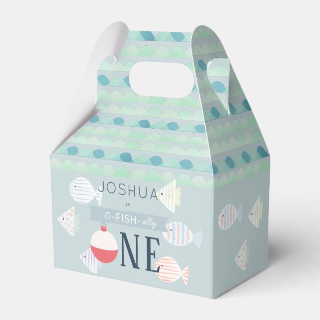 Caja Para Regalos Nacimiento de un niño pescador turquesa (Front Side)
