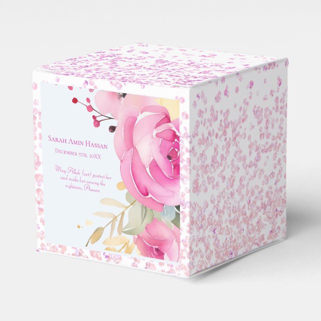 Caja Para Regalos Nacimiento floral de una bebé islámica (Costado Anverso)