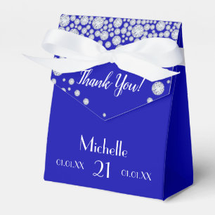 Caja Para Regalos Nacimiento nombre blanco azul real