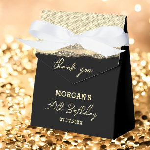 Caja Para Regalos Nacimiento Nombre de Purpurina de Oro Negro Gracia