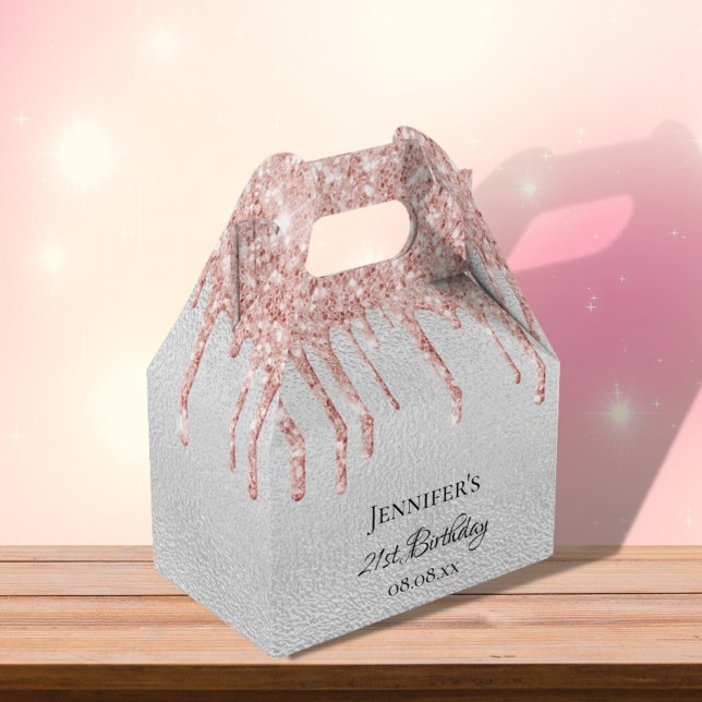 Caja Para Regalos Nacimiento purpurina de plata nombre oro rosa rosa (Subido por el creador)