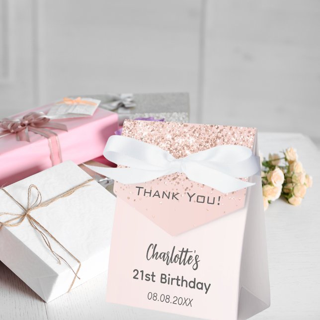 Caja Para Regalos Nacimiento rosa oro brillo rubor nombre gracias (Subido por el creador)