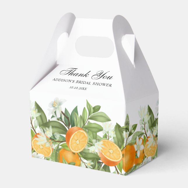 Caja Para Regalos Naranja acuático Blossom Bridal Shower Gracias (Front Side)