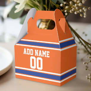 Caja Para Regalos Naranja Blue Sports Jersey con nombre y número