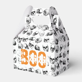 Caja Para Regalos Naranja Boo Halloween Spooky Skull Pattern