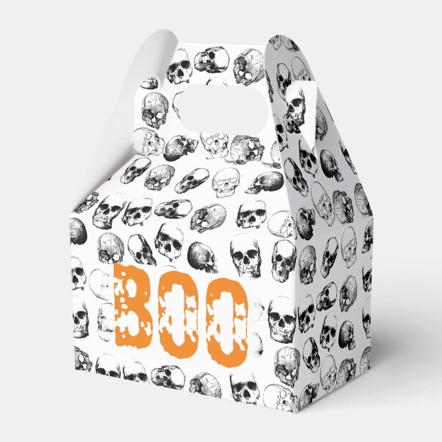 Caja Para Regalos Naranja Boo Halloween Spooky Skull Pattern (Front Side)