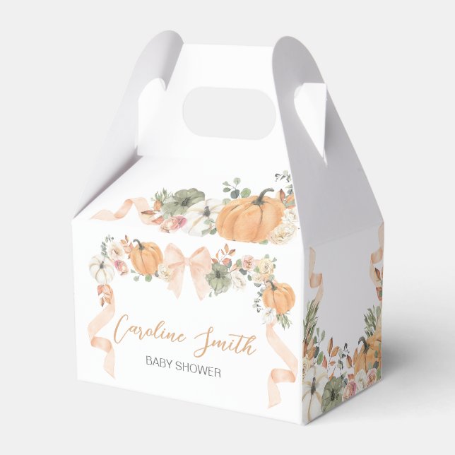 Caja Para Regalos Naranja Bow Pumpkin Baby Shower (Front Side)
