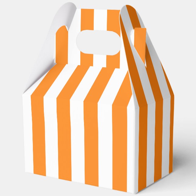 Caja Para Regalos Naranja Brillante y Rayas Blancas de Halloween  (Anverso)