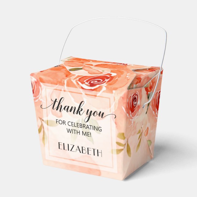 Caja Para Regalos Naranja de acuarela Fiesta floral (Front Side)
