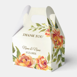 Caja Para Regalos Naranja de la fiesta de la boda Vegetación floral 