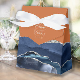 Caja Para Regalos Naranja de la Marina Azul de Plata Azul Agate