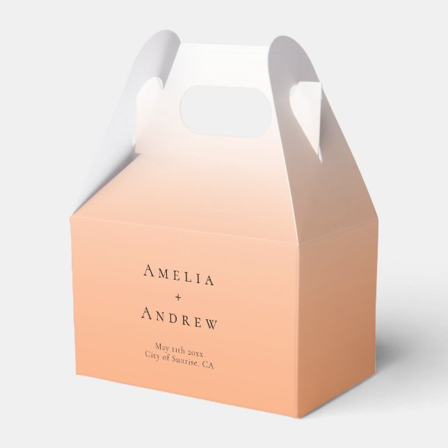 Caja Para Regalos Naranja de Peach Fuzz Boda elegante moderno (Front Side)